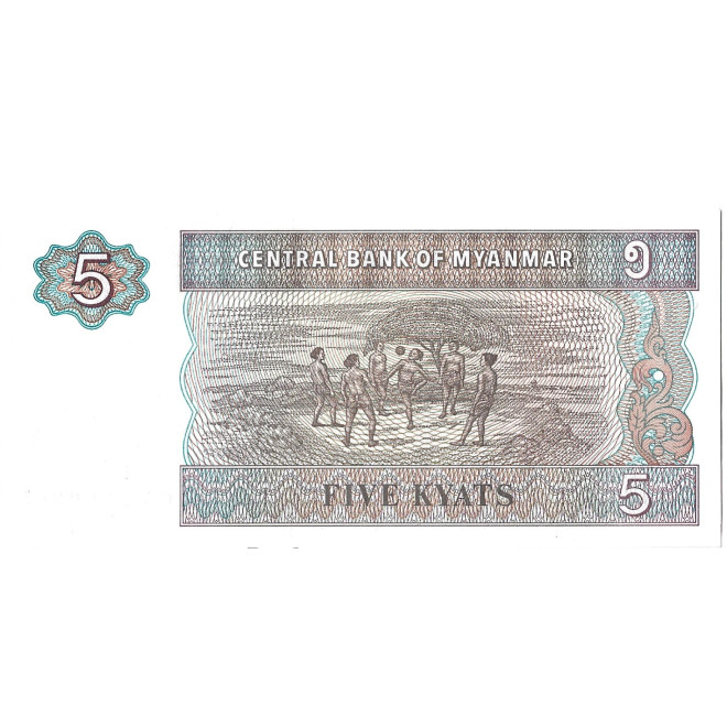 Banknot Birma 5 Kiat 1997 - UNC