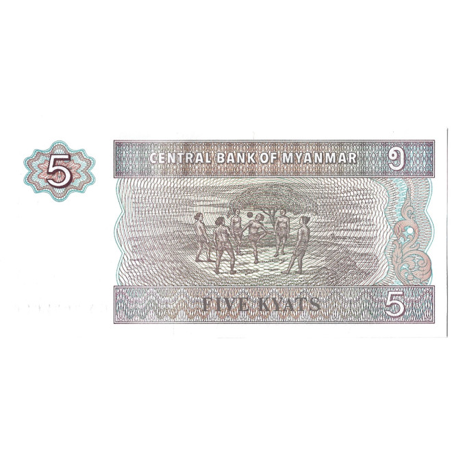 Banknot Birma 5 Kiat 1997 - UNC