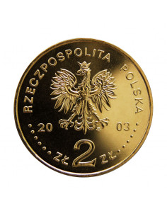 Awers monety 2 zł 2003 150lecie narodzin przemysłu naftowego i gazowniczego 2