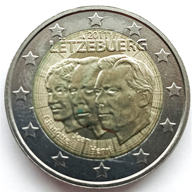 Moneta Luksemburg 2 euro 2011 50 rocznica nadania przez Wielką Księżną Szarlottę jej synowi Janowi tytułu oficjalnego reprezenta