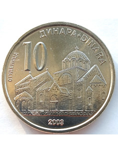 Awers monety Serbia 10 Dinar 2003