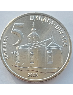 Awers monety Serbia 5 Dinarów 2003