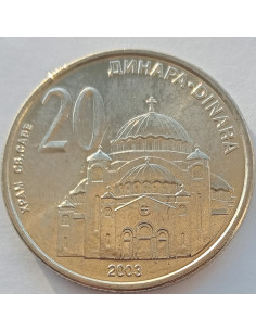 Awers monety Serbia 20 Dinar 2003