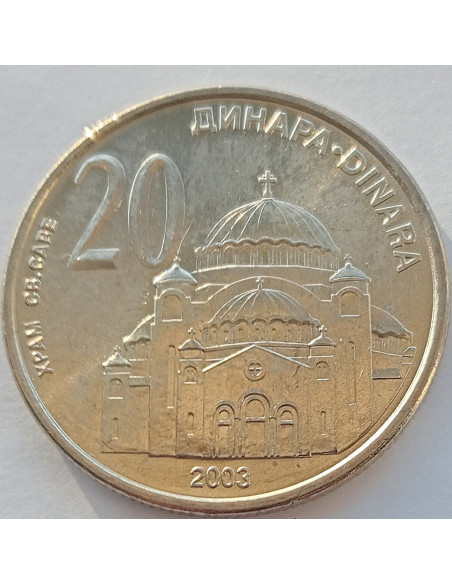 Awers monety Serbia 20 Dinar 2003
