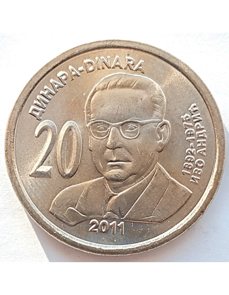 Moneta Serbia 20 Dinar 2011 Ivo Andrić