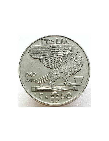 Rewers monety Włochy 50 Centesimi 1940 magnetyczna