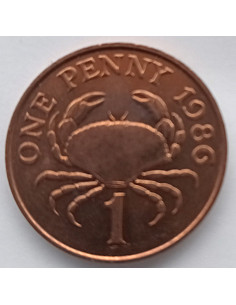 Moneta Guernsey 1 Pens 1986  (krab z Guernsey)