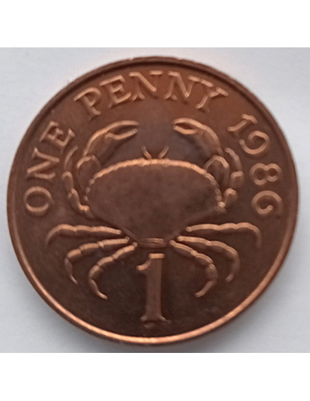 Moneta Guernsey 1 Pens 1986  (krab z Guernsey)