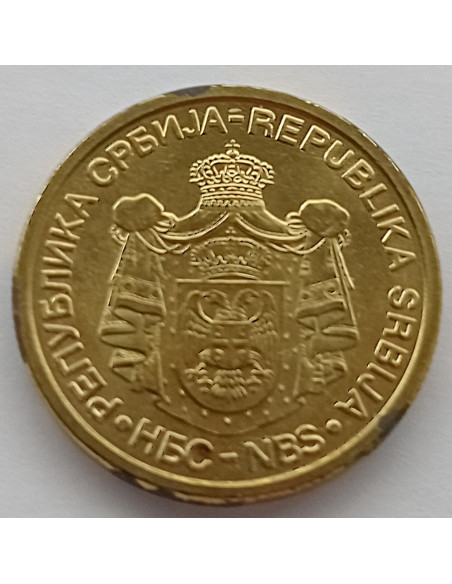 Rewers monety Serbia 1 Dinar 2011 magnetyczna