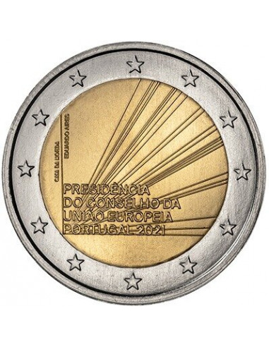 Awers monety 2 euro 2021 Rok prezydencji Portugalii w Unii Europejskiej