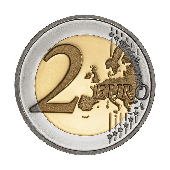 Rewers monety Portugalia 2 euro 2020 75‑lecie powstania Organizacji Narodów Zjednoczonych