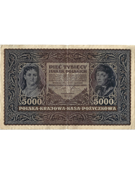 Przód banknotu Polska 5000 Marek polskich 1920 F