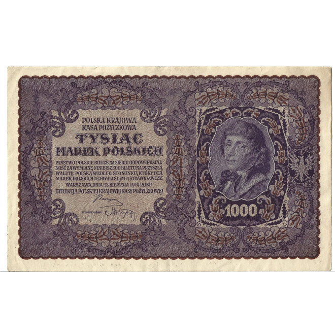 Banknot Polska 1000 Marek polskich 1919 - G