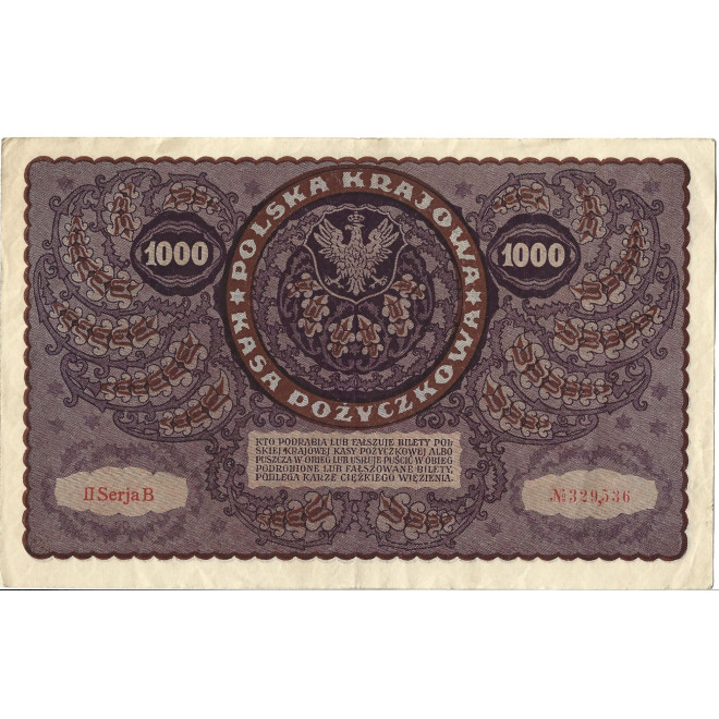 Banknot Polska 1000 Marek polskich 1919 - G
