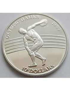 Moneta Niue 10 Dolarów 1991 Igrzyska Olimpijskie 1992 – rzucanie dyskiem