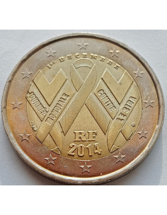 Moneta Francja 2 euro 2014 Międzynarodowy Dzień Walki z AIDS