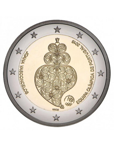 Awers monety 2 euro 2016 Portugalska reprezentacja na Igrzyskach Olimpijskich w Rio de Janeiro
