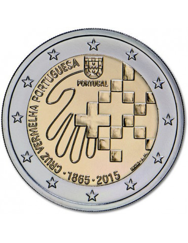 Awers monety Portugalia 2 euro 2015 150lecie Czerwonego Krzyża w Portugalii