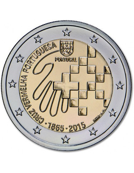 Awers monety Portugalia 2 euro 2015 150lecie Czerwonego Krzyża w Portugalii