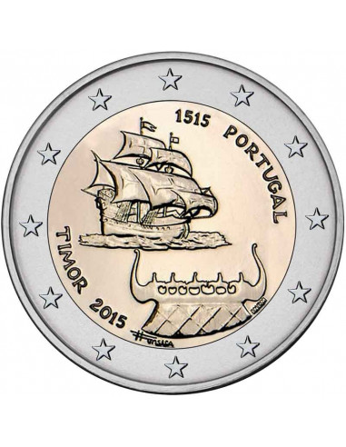 Awers monety Portugalia 2 euro 2015 500 rocznica pierwszego kontaktu z Timorem Wschodnim