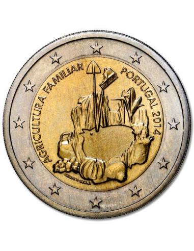 Awers monety Portugalia 2 euro 2014 Międzynarodowy Rok Rolnictwa Rodzinnego