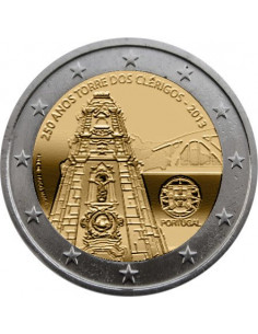 Awers monety Portugalia 2 euro 2013 250 rocznica ukończenia budowy wieży Torre dos Clérigos