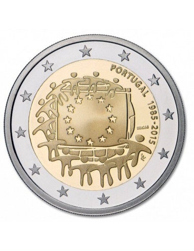 Awers monety 2 euro 2015 30lecie istnienia flagi europejskiej Portugalia
