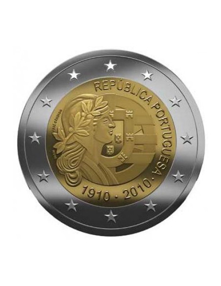 Awers monety Portugalia 2 euro 2010 100lecie Republiki Portugalii