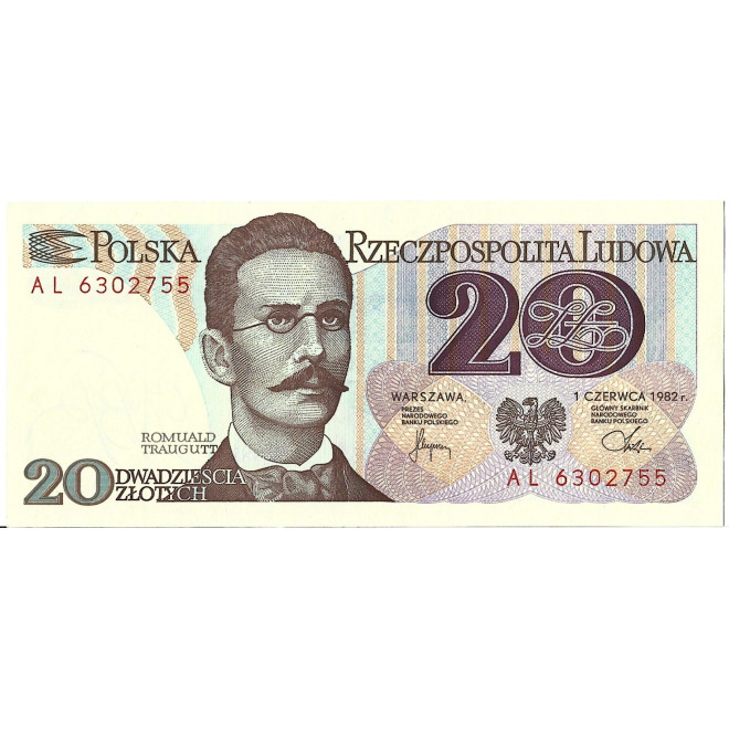 Banknot 20 Złotych 1982 - UNC
