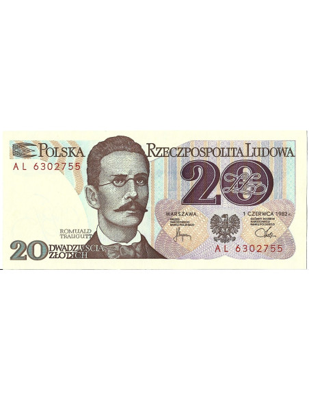Banknot 20 Złotych 1982 - UNC