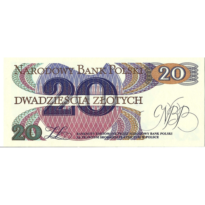 Banknot 20 Złotych 1982 - UNC