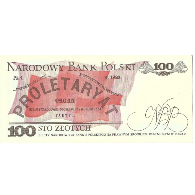 Tył banknotu 100 Złotych 1988 UNC
