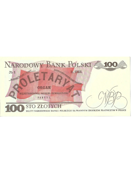 Tył banknotu 100 Złotych 1988 UNC