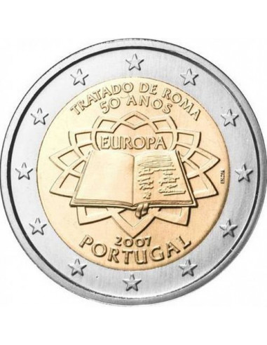 Awers monety 2 euro 2007 50lecie Traktatu Rzymskiego Portugalia