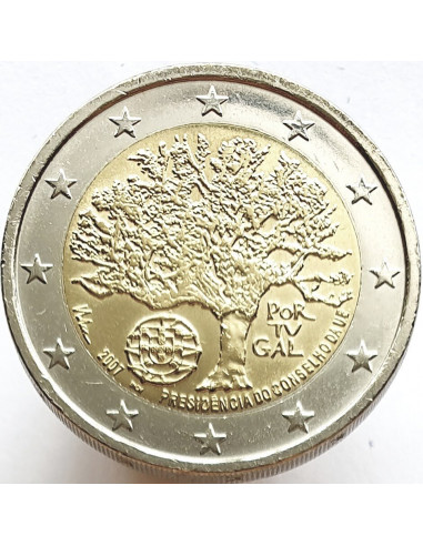 Awers monety Portugalia 2 euro 2007 Rok prezydencji Portugalii w Unii Europejskiej