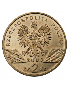 Awers monety 2 zł 2003 Zwierzęta świata: Węgorz europejski łac. Anguilla anguilla 2