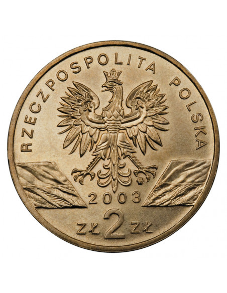 Rewers monety 2 zł 2003 Zwierzęta świata: Węgorz europejski łac. Anguilla anguilla