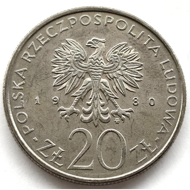Moneta 20 Złotych 1980 50 lat Daru Pomorza