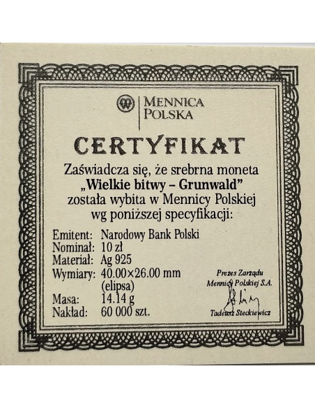 Moneta 10 Złotych 2010 95. rocznica urodzin Jana Twardowskiego