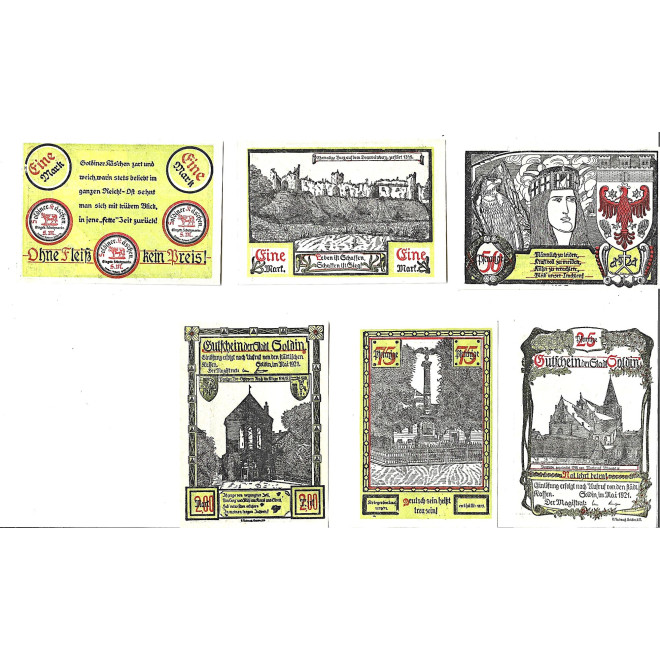 Zestaw z 6 banknotów - Notgelt Myślibórz