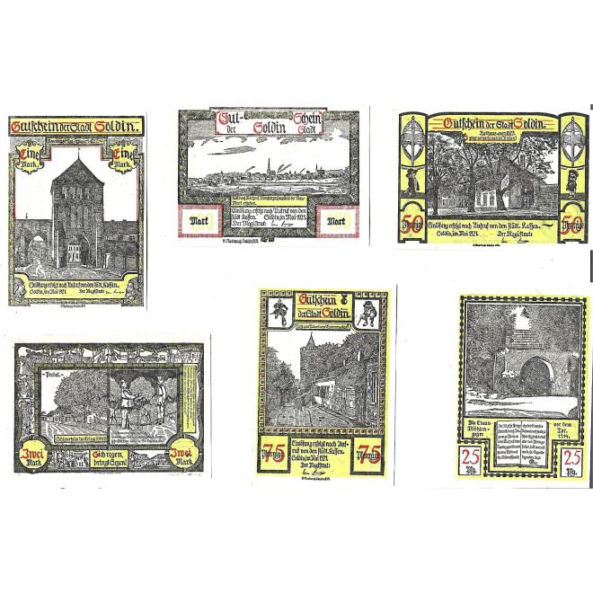Zestaw z 6 banknotów - Notgelt Myślibórz