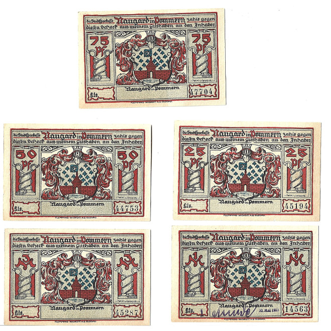 Zestaw z 5 banknotów - Notgelt Nowogard