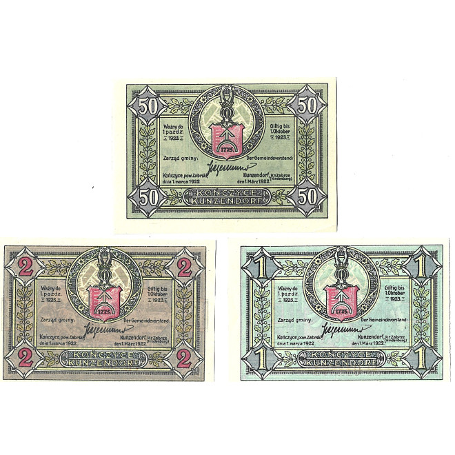 Zestaw z 3 banknotów - Notgelt Trzebina
