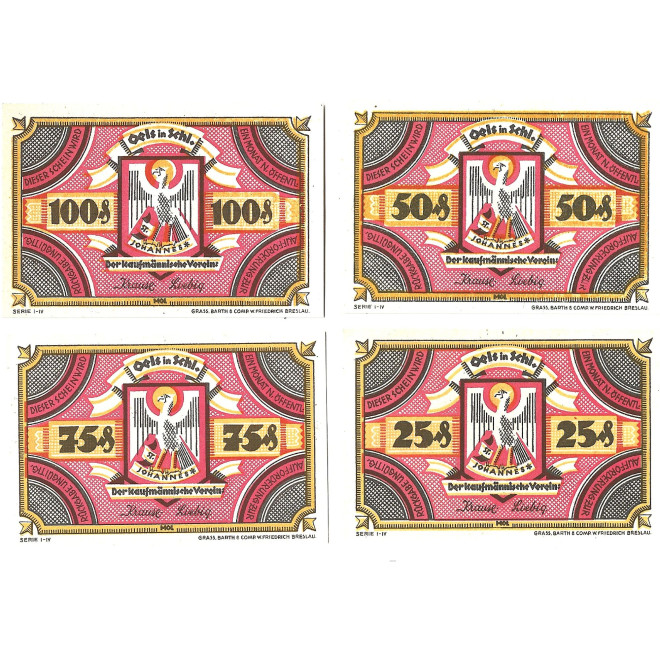 Zestaw z 4 banknotów - Notgelt Oleśnica