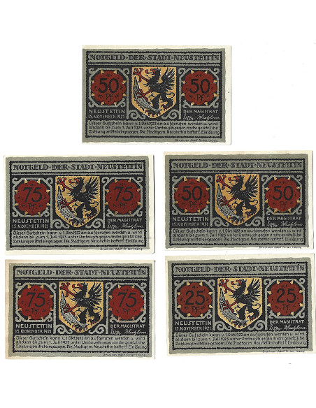 Zestaw z 5 banknotów - Notgelt - Szczecinek