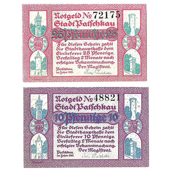 Zestaw z 2 banknotów - Notgelt - Stary Paczków