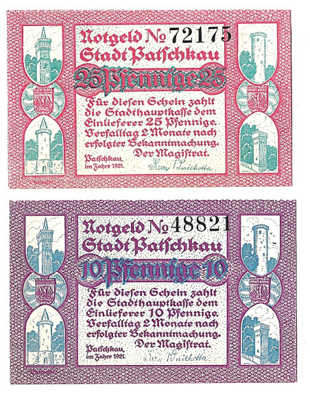 Zestaw z 2 banknotów - Notgelt - Stary Paczków