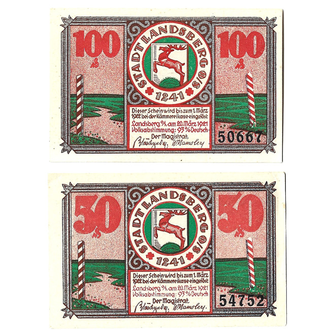 Zestaw z 2 banknotów - Notgelt - Gorzów Śląski