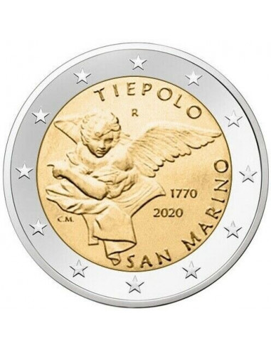 Awers monety 2 euro 2020 250 rocznica śmierci Giambattista Tiepolo