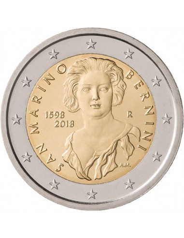 Awers monety San Marino 2 euro 2018 420 rocznica urodzin Giovanniego Lorenzo Bernini